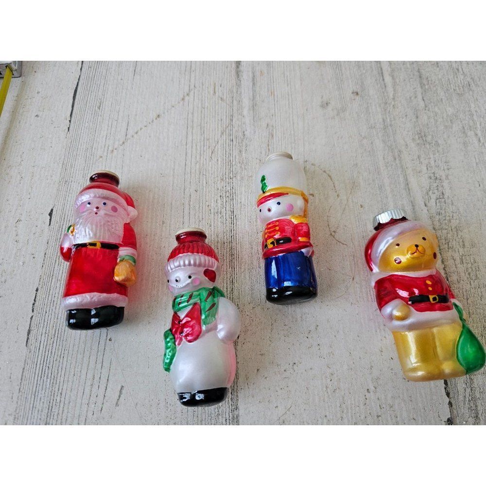 Glass Santa string light cover ornament set soldier snowman bear Xmas tree